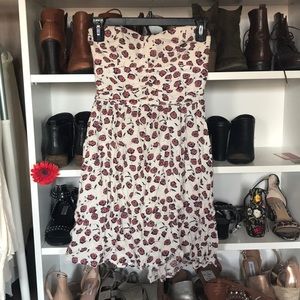 Strapless flower printed dress